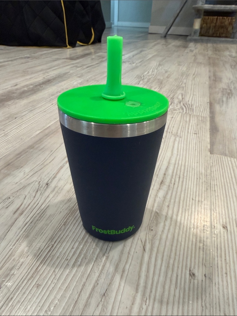 FrostBuddy Kids Stainless Steel Cup with Green Lid & Straw